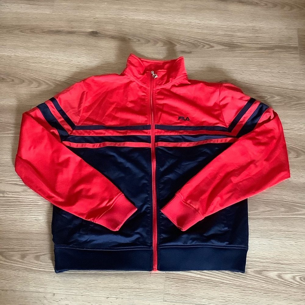 Fila Men's Bold Red and Navy Bomber Jacket